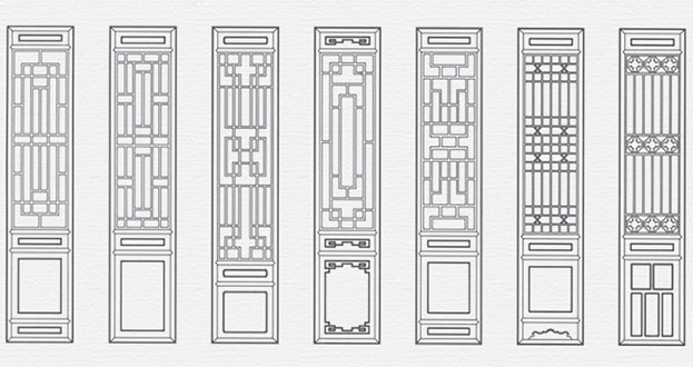 滦县常用中式仿古花窗图案隔断设计图